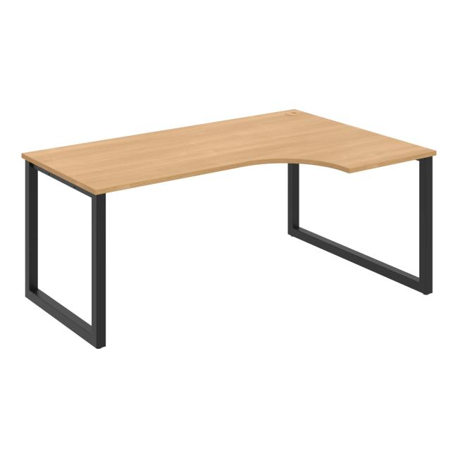 [ON919631] Schreibtisch UNI O, ergo, links, 180x75,5x120 cm, Eiche/schwarz
