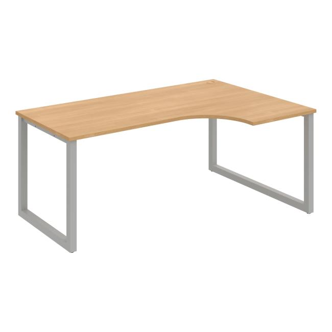 Schreibtisch UNI O, ergo, links, 180x75,5x120 cm, Eiche/Grau