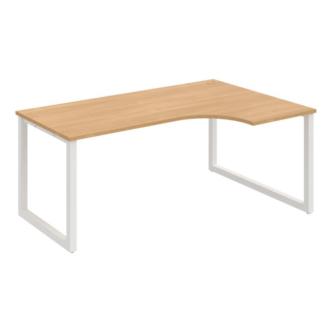 Schreibtisch UNI O, ergo, links, 180x75,5x120 cm, Eiche/Weiß