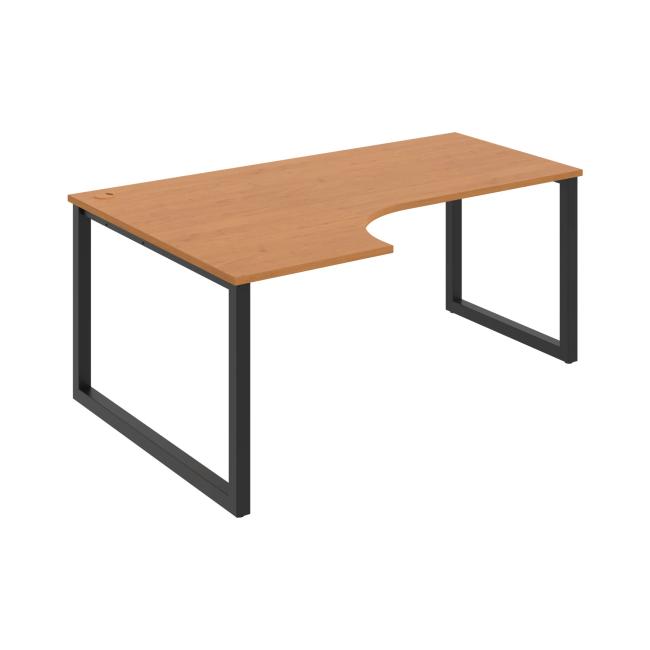 Schreibtisch UNI O, ergo, rechts, 180x75,5x120 cm, Erle/schwarz
