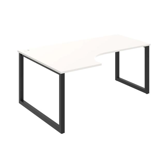 Schreibtisch UNI O, ergo, rechts, 180x75,5x120 cm, weiß/schwarz