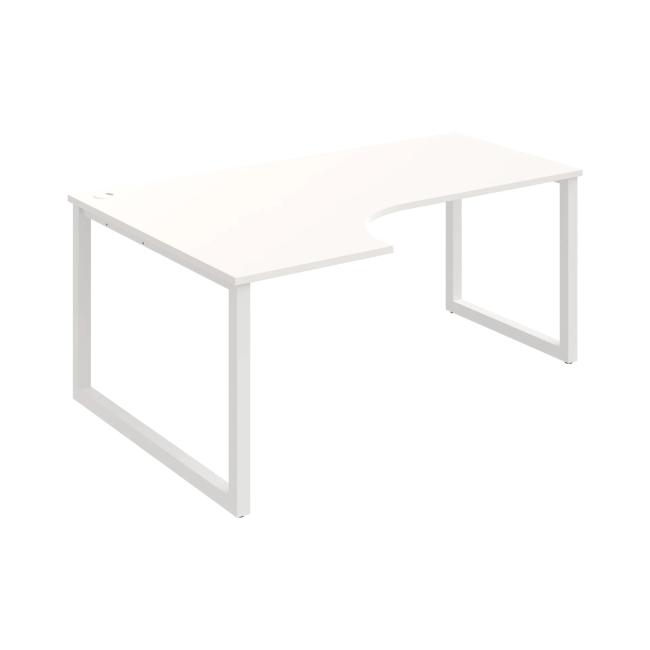 Schreibtisch UNI O, ergo, rechts, 180x75,5x120 cm, weiß/weiß