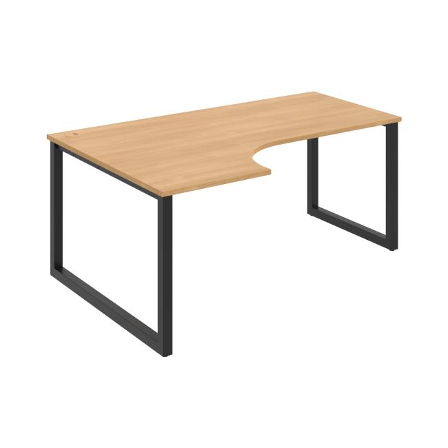 Schreibtisch UNI O, ergo, rechts, 180x75,5x120 cm, Eiche/schwarz