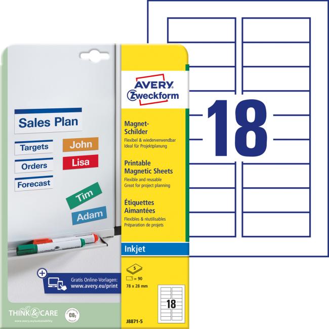 [AV088715] Avery Magnetetiketten 78 mm x 28 m