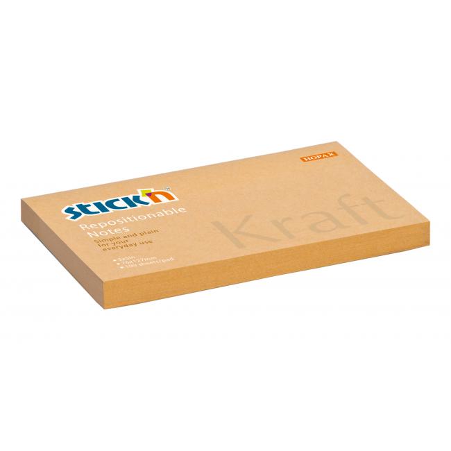 Stick'n Hopax Kraft selbstklebender Notizblock, 76 x 127 mm, naturbraun