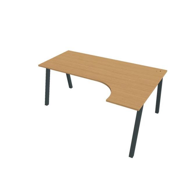 Schreibtisch UNI A, ergonomisch, links, 180x75,5x120 cm, Buche/schwarz