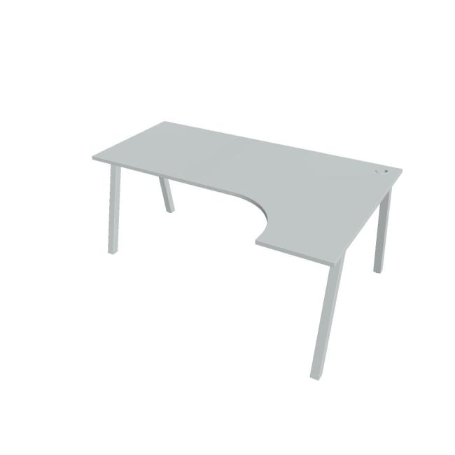 Schreibtisch UNI A, ergo, links, 180x75,5x120 cm, grau/grau