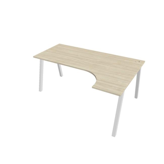 Schreibtisch UNI A, ergonomisch, links, 180x75,5x120 cm, Akazie/weiß