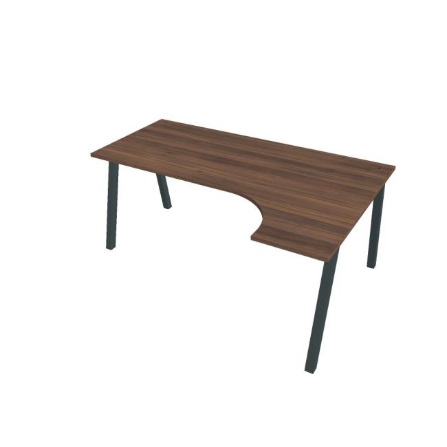 [ON919838] Schreibtisch UNI A, ergo, links, 180x75,5x120 cm, Walnuss/schwarz