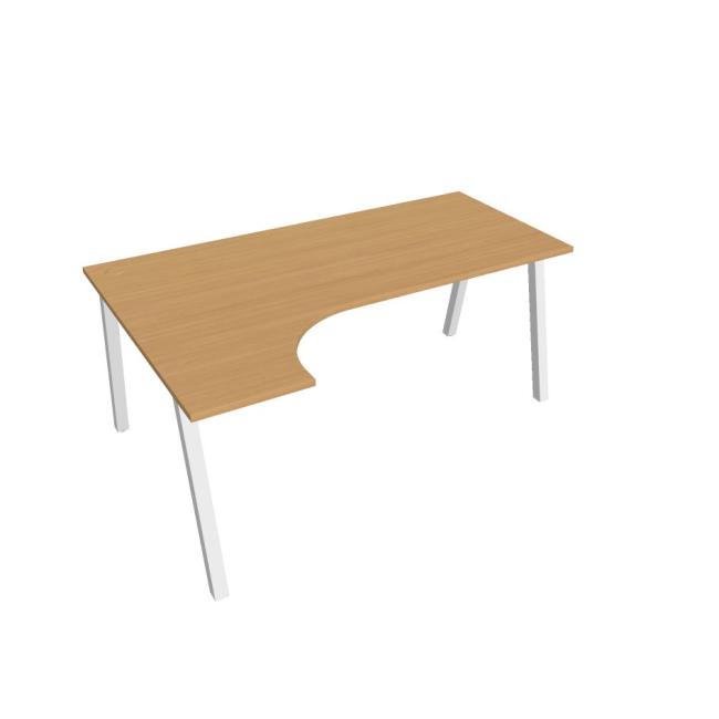 Schreibtisch UNI A, ergonomisch, rechts, 180x75,5x120 cm, Buche/weiß