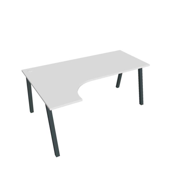 Schreibtisch UNI A, ergo, rechts, 180x75,5x120 cm, weiß/schwarz