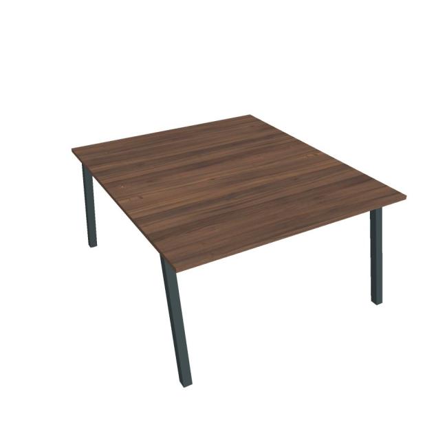 Schreibtisch UNI A, 140 x 75,5 x 160 cm, Walnuss/Schwarz