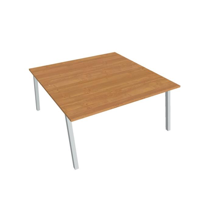 Schreibtisch UNI A, 160x75,5x160 cm, Erle/Grau