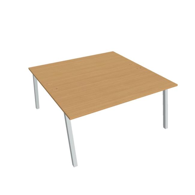 Schreibtisch UNI A, 160x75,5x160 cm, Buche/Grau