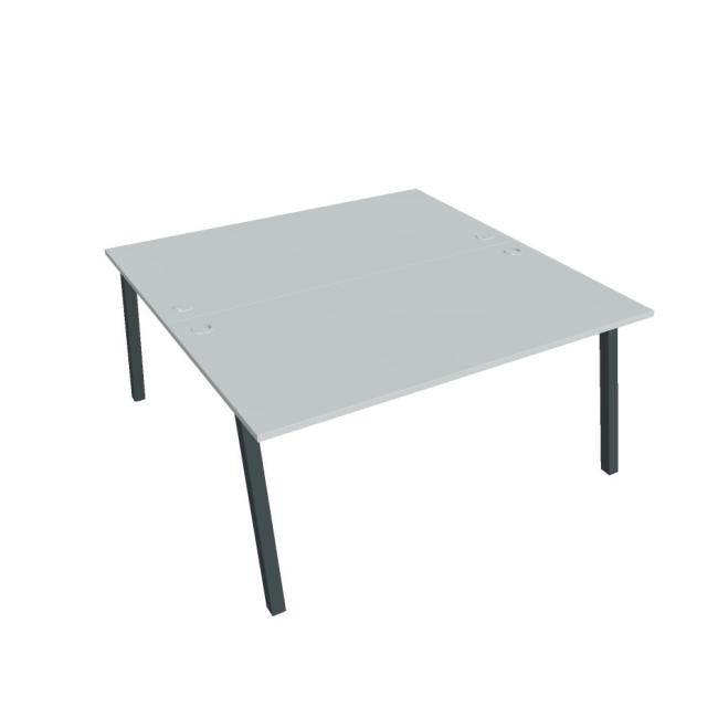 Schreibtisch UNI A, 160x75,5x160 cm, grau/schwarz