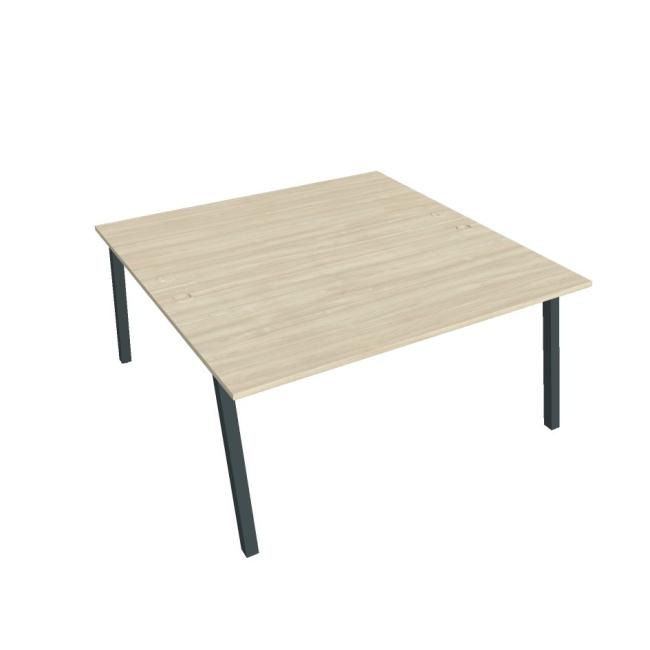 Schreibtisch UNI A, 160 x 75,5 x 160 cm, Akazie/Schwarz