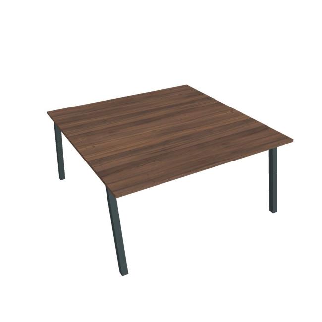 Schreibtisch UNI A, 160 x 75,5 x 160 cm, Walnuss/Schwarz