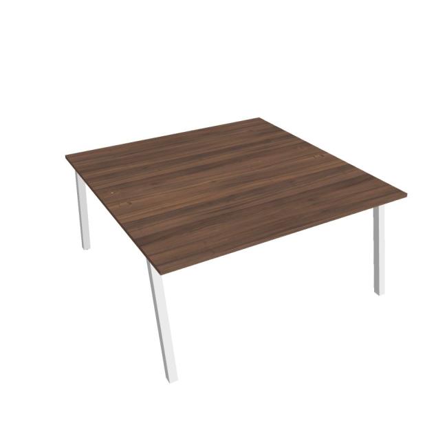[ON920050] Schreibtisch UNI A, 160 x 75,5 x 160 cm, Nussbaum/Weiß