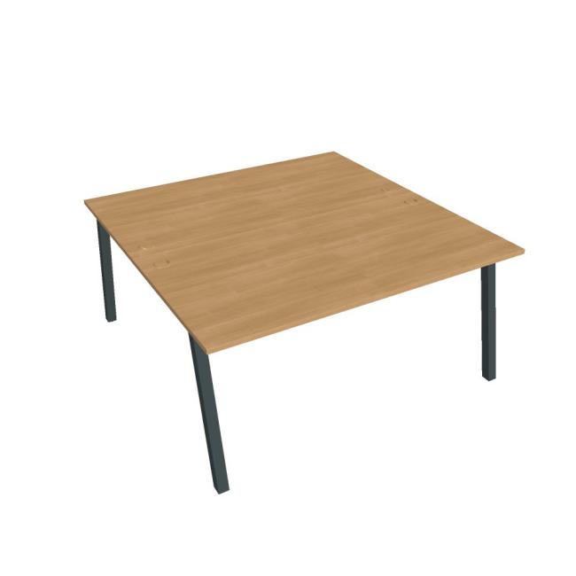 Schreibtisch UNI A, 160 x 75,5 x 160 cm, Eiche/Schwarz