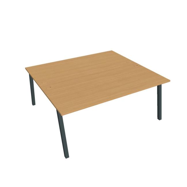 Schreibtisch UNI A, 180x75,5x160 cm, Buche/schwarz