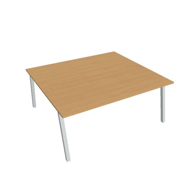 Schreibtisch UNI A, 180x75,5x160 cm, Buche/Grau