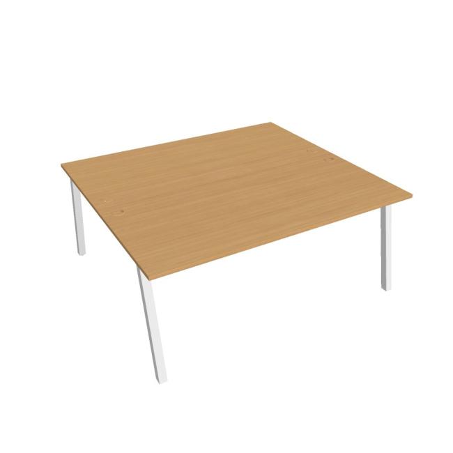 Schreibtisch UNI A, 180 x 75,5 x 160 cm, Buche/Weiß