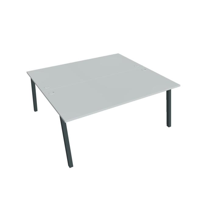 Schreibtisch UNI A, 180x75,5x160 cm, grau/schwarz