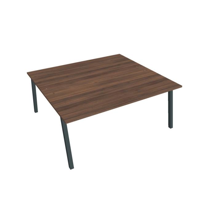 Schreibtisch UNI A, 180 x 75,5 x 160 cm, Walnuss/Schwarz