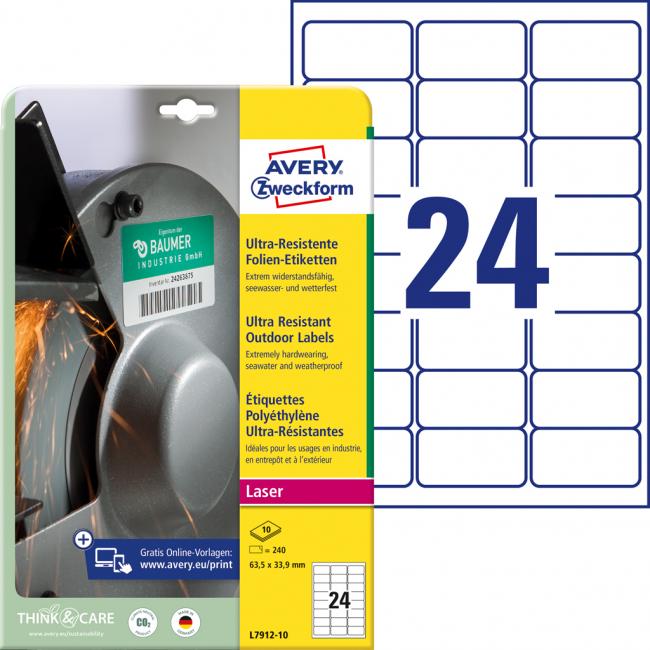 [AV791210] Avery-Etiketten 63,5 x 33,9 mm, extrem strapazierfähig, weiß