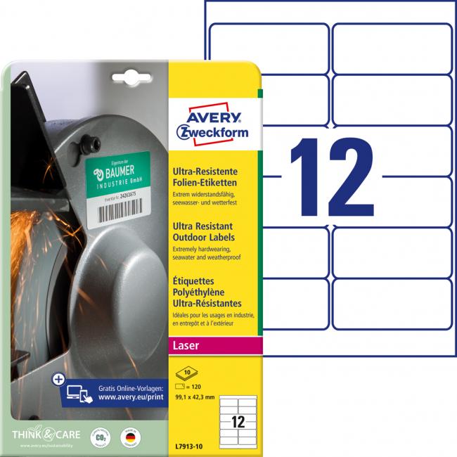 [AV791310] Avery-Etiketten 99,1 x 42,3 mm, extrem strapazierfähig, weiß
