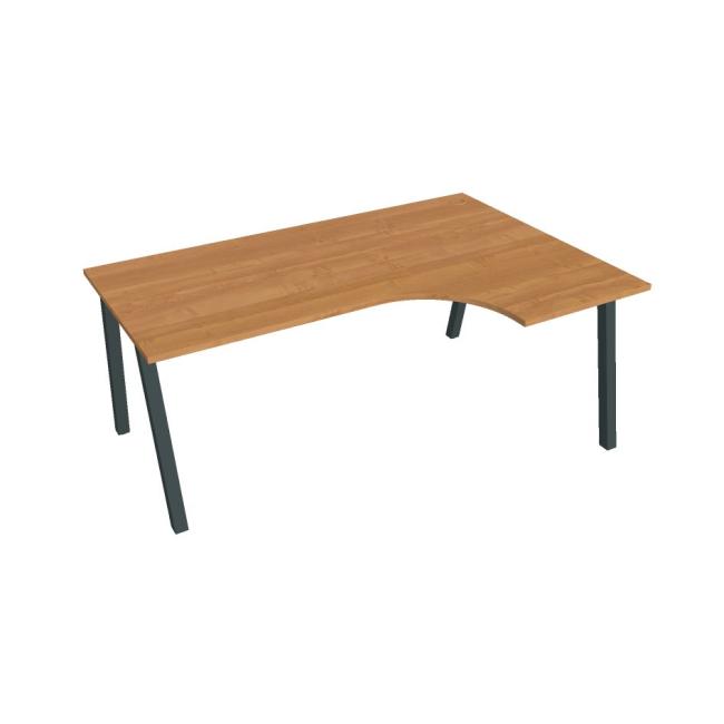 Schreibtisch UNI A, ergonomisch, links, 180x75,5x120 cm, Erle/schwarz