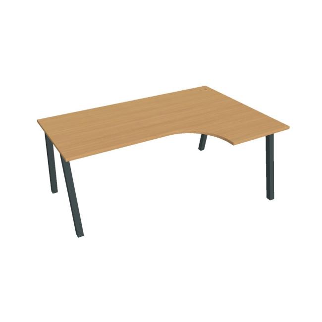 Schreibtisch UNI A, ergonomisch, links, 180x75,5x120 cm, Buche/schwarz