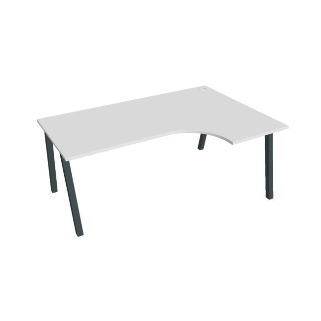Schreibtisch UNI A, ergo, links, 180x75,5x120 cm, weiß/schwarz