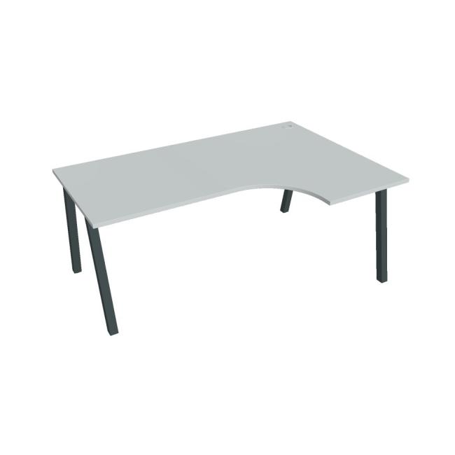 Schreibtisch UNI A, ergo, links, 180x75,5x120 cm, grau/schwarz
