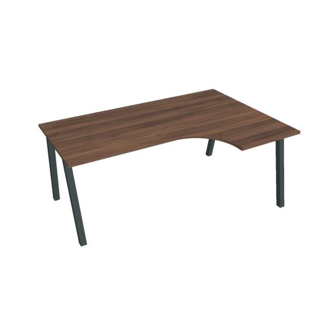 Schreibtisch UNI A, ergo, links, 180x75,5x120 cm, Walnuss/schwarz