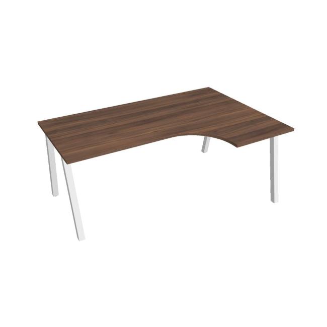 [ON920890] Schreibtisch UNI A, ergo, links, 180x75,5x120 cm, Nussbaum/Weiß