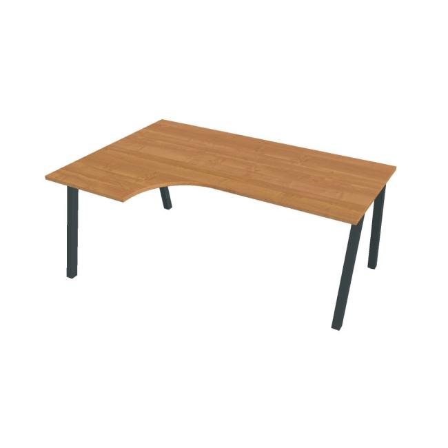 Schreibtisch UNI A, ergo, rechts, 180x75,5x120 cm, Erle/schwarz