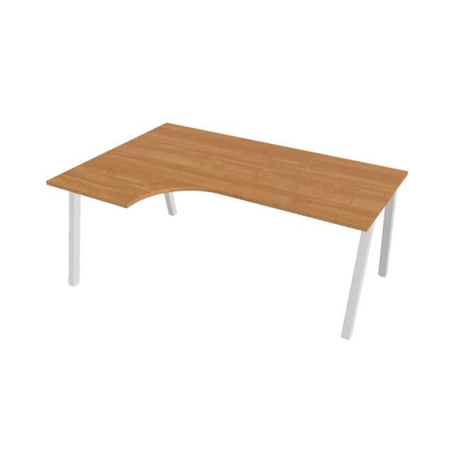 Schreibtisch UNI A, ergonomisch, rechts, 180x75,5x120 cm, Erle/weiß