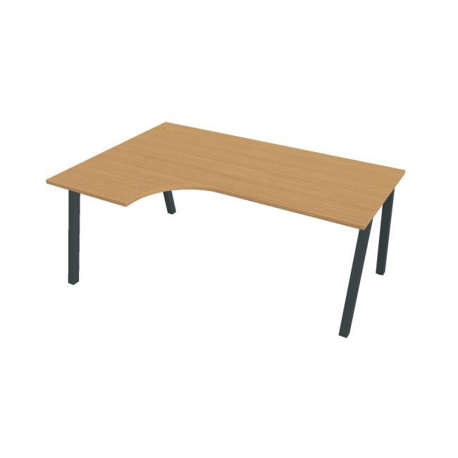 Schreibtisch UNI A, ergonomisch, rechts, 180x75,5x120 cm, Buche/schwarz
