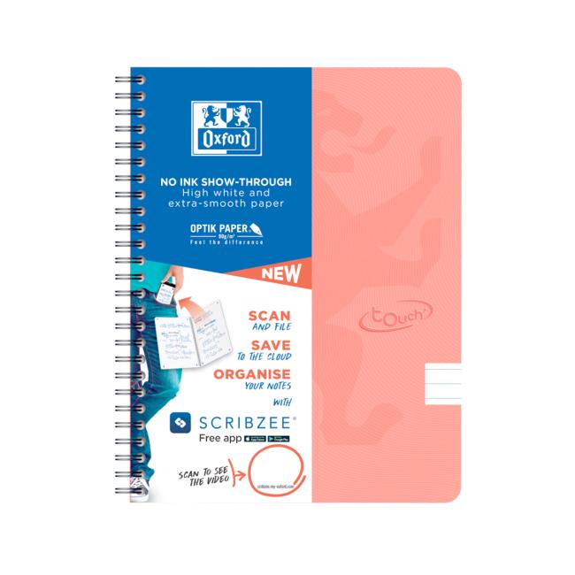 Oxford Nordic Touch Notizbuch, lachsfarben, A5+, 70 Blatt, liniert