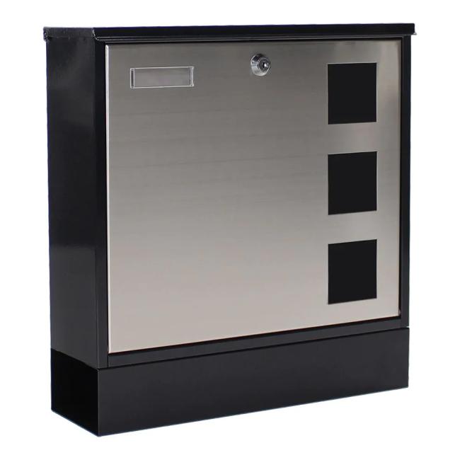 Design-Briefkasten, Edelstahl/schwarz
