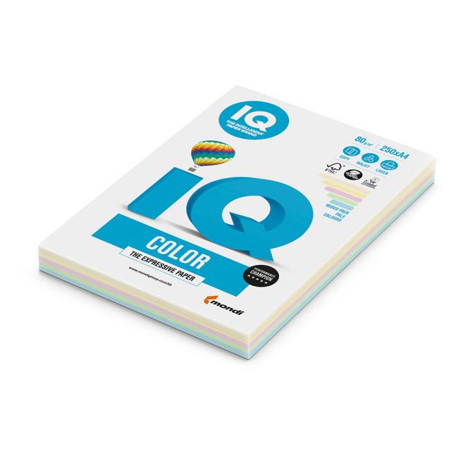 Farbiges Papier IQ color 5x20, Pastellfarbenmix, A4, 160 g