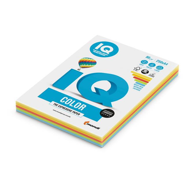 Farbiges Papier IQ color 5x20, intensive Farben, A4, 160 g