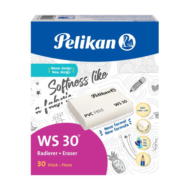 [PE606158] PVC-freier Radiergummi Pelikan WS 30 L, cremefarben, 30 Stück