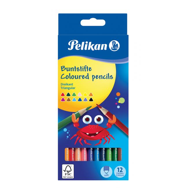 Pelikan Dreieckige, dünne Wachsmalstifte, 12 Stück