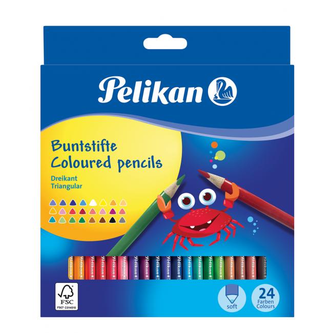 Pelikan Dreieckige, dünne Wachsmalstifte, 24 Stück