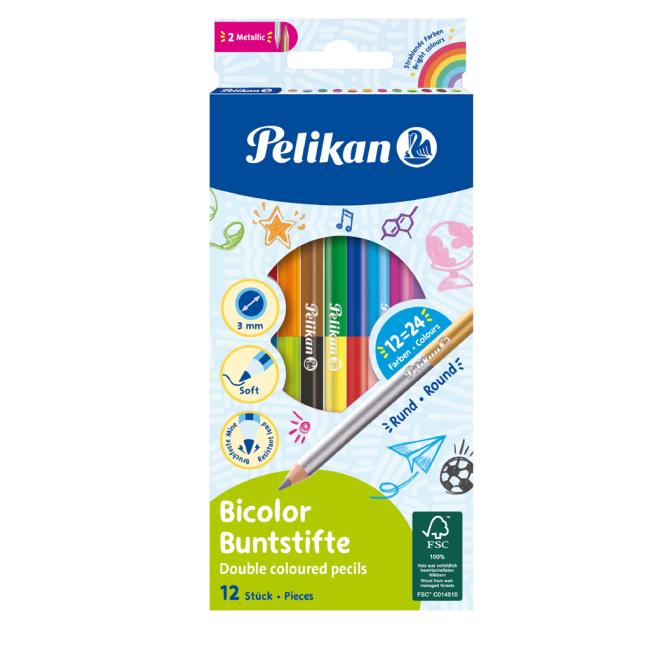 Pelikan Bicolor Buntstifte, 12 Stück/24 Farben
