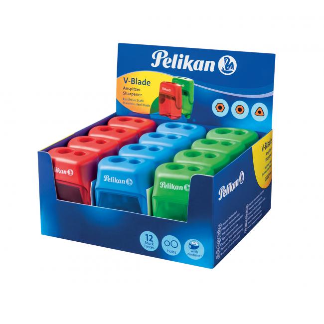 Pelikan V-Blade Kunststoffreibe mit 2 Löchern, Farbmix, 12er-Packung