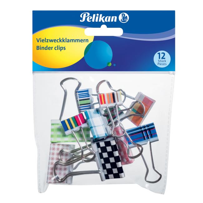 Pelikan Dokumentenklammern in verschiedenen Farben, 12 Stück, verschiedene Farben und Größen