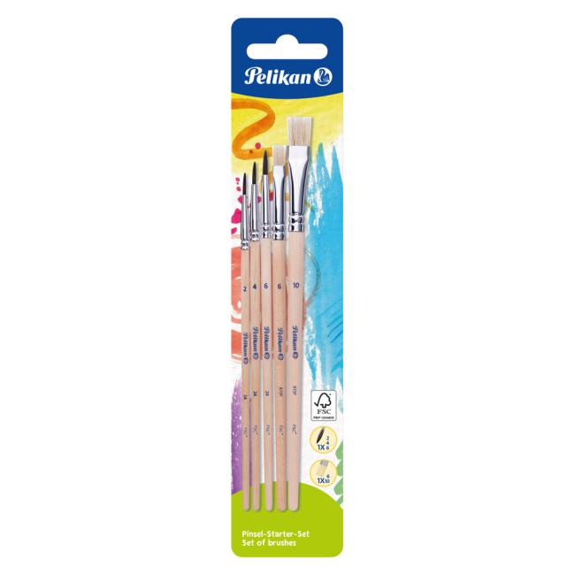 [PE700566] Pelikan Rundpinsel-Set Starter-Set 5-teilig Blisterverpackung